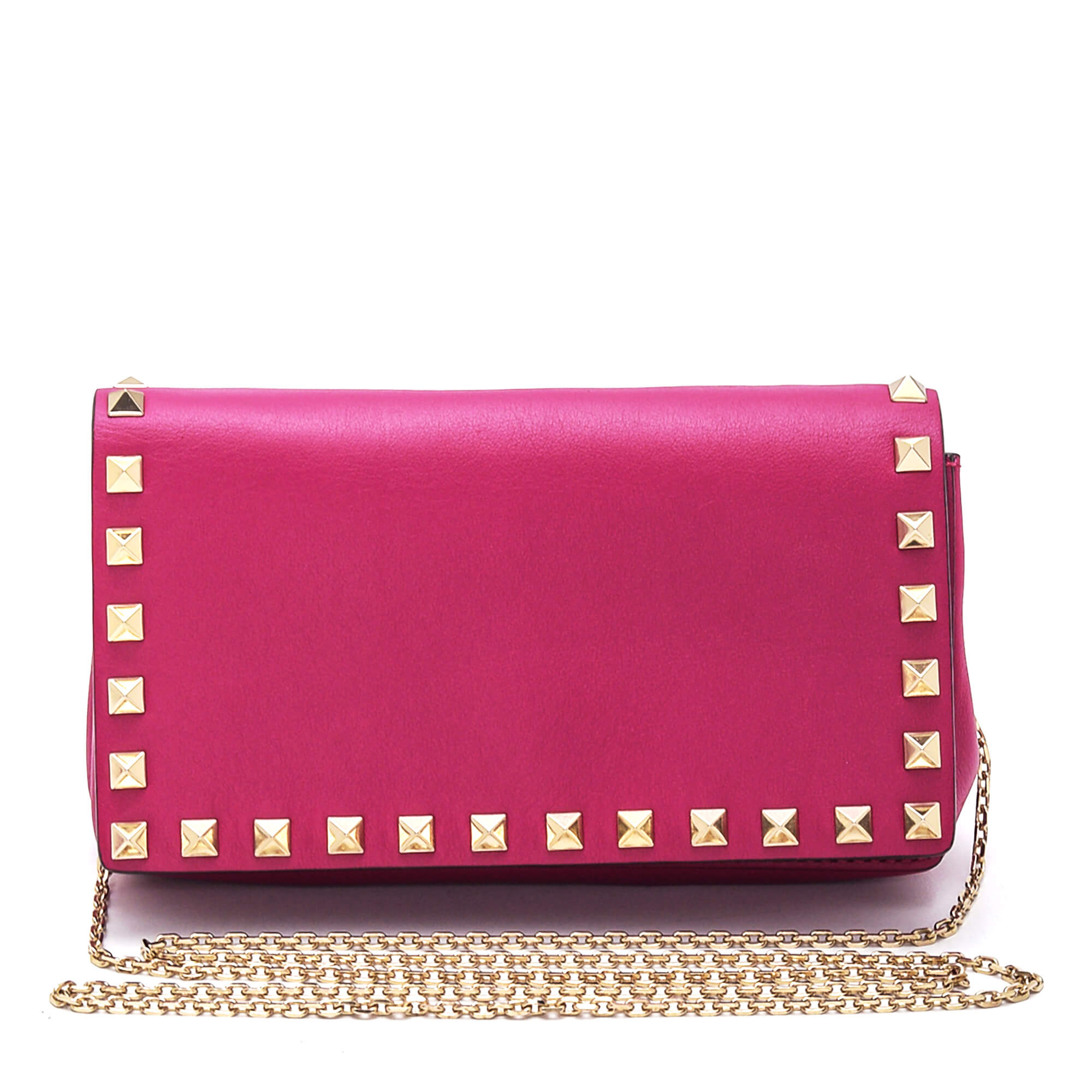 Valentino - Pink Leather Rockstud Wallet On Chain Bag 